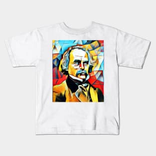 Nathaniel Hawthorne Abstract Portrait | Nathaniel Hawthorne Abstract Artwork 15 Kids T-Shirt